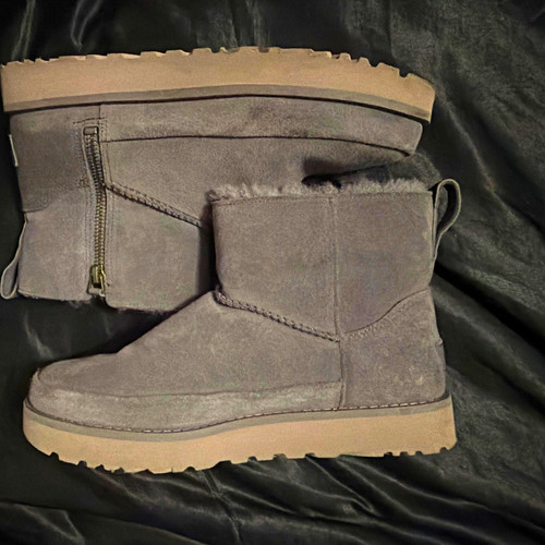 Ugg gray suede faux - gray, lined